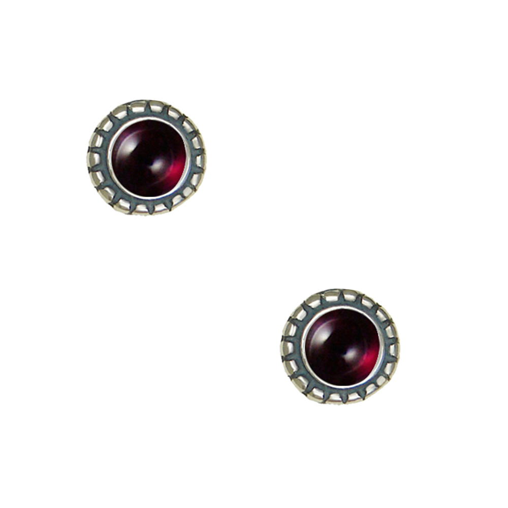 Sterling Silver Little Garnet Post Stud Earrings